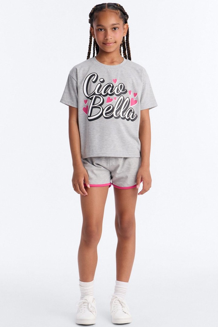 Mini Ciao Bella Short Set - Heather Grey