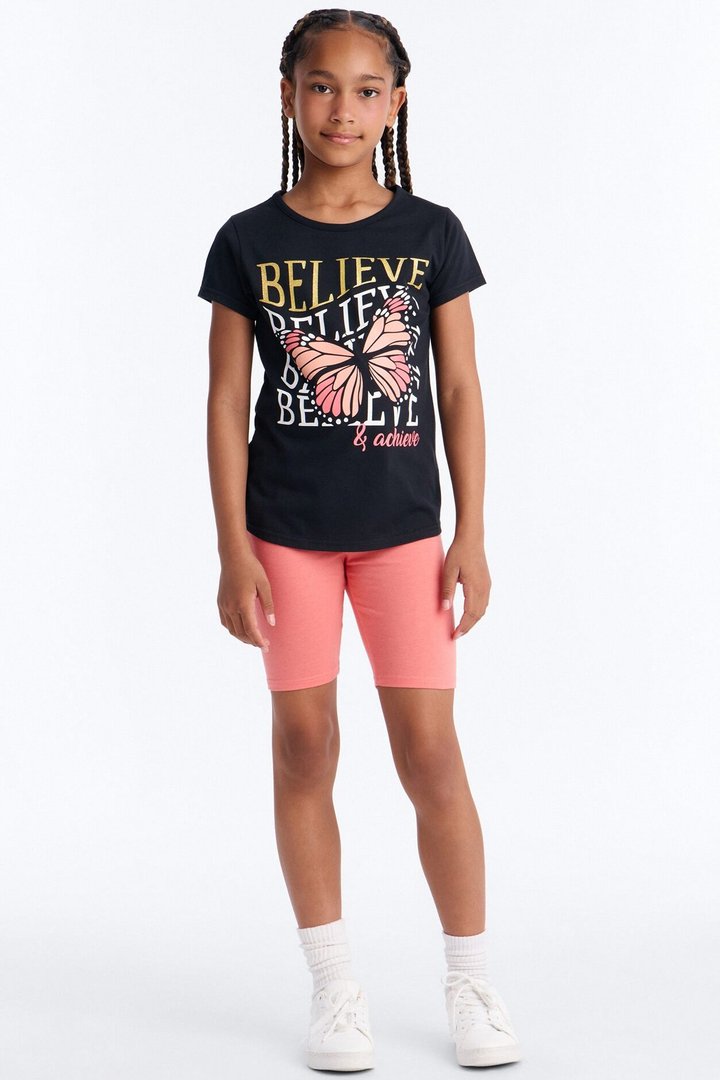 Mini Believe And Achieve Bike Short Set - Black/combo