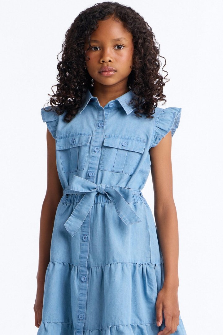 Mini Tell Me About It Denim Dress - Light Wash