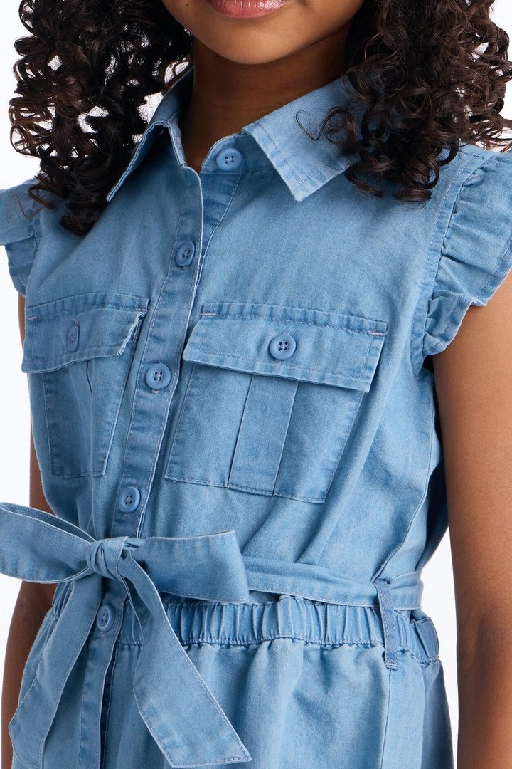 Mini Tell Me About It Denim Dress - Light Wash