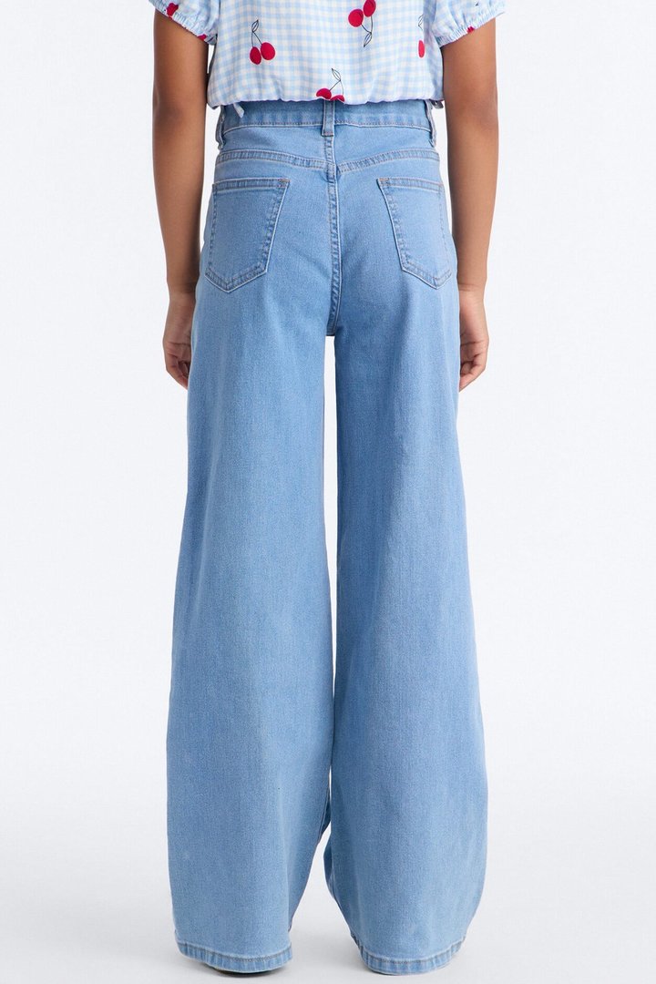 Mini Love Is The Priority Wide Leg Jeans - Light Wash
