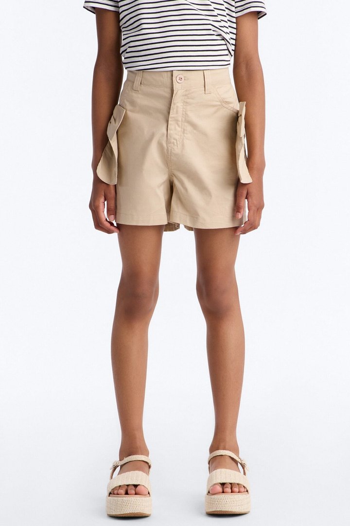 Mini Jackie Bow Poplin Short - Beige