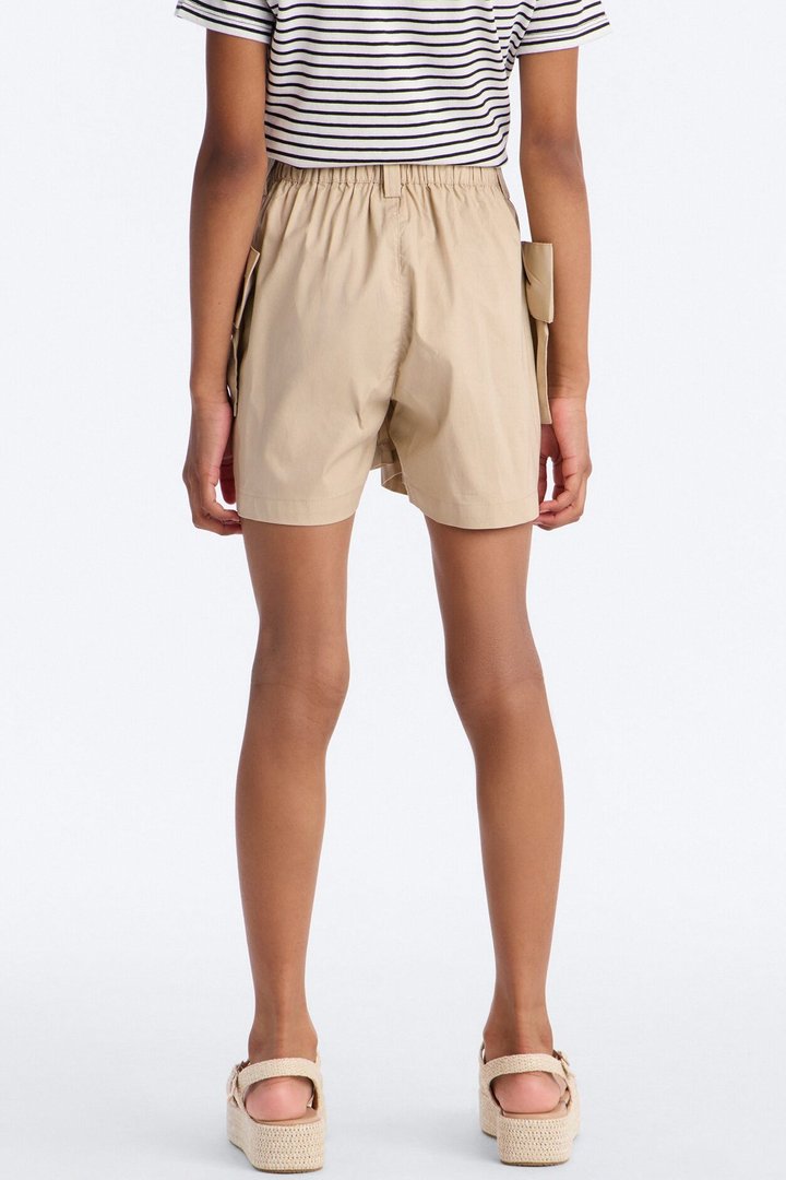 Mini Jackie Bow Poplin Short - Beige