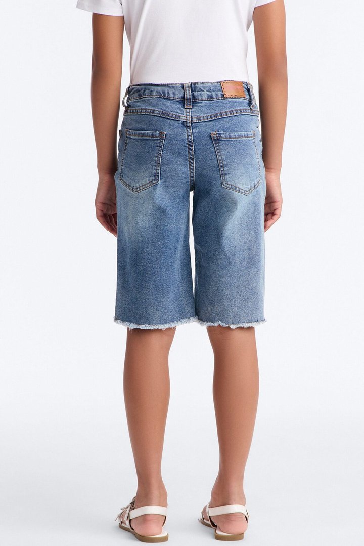 Mini Getting Impatient Patchwork Jorts - Medium Wash