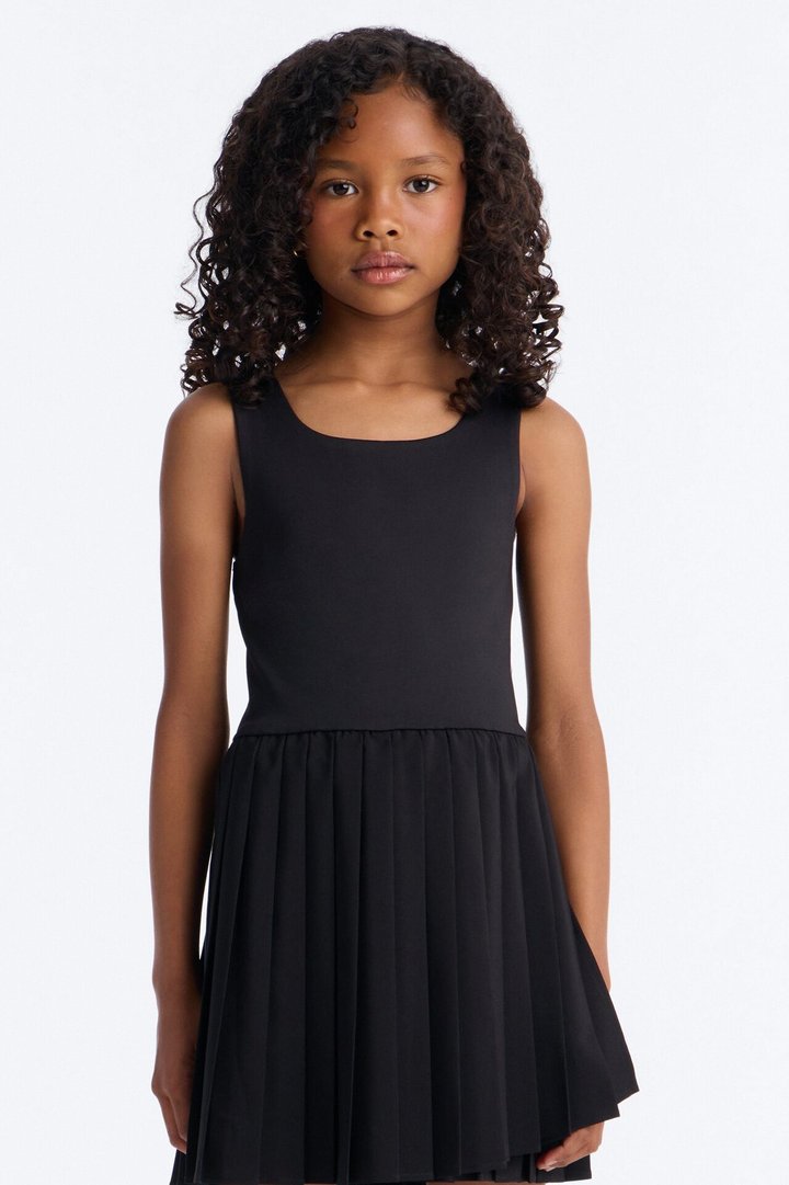 Mini Serve It Tennis Pleated Mini Dress - Black