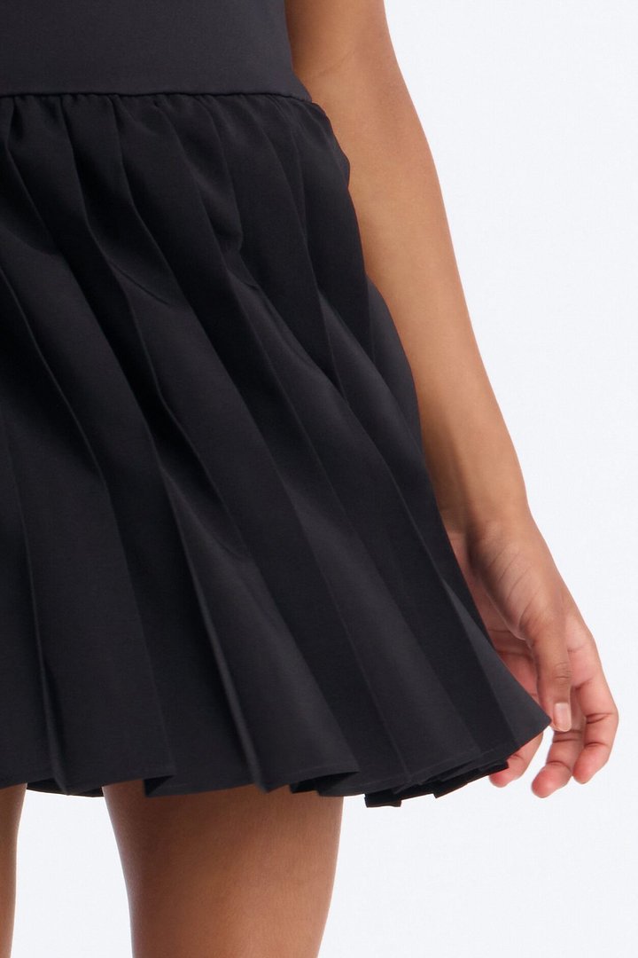 Mini Serve It Tennis Pleated Mini Dress - Black