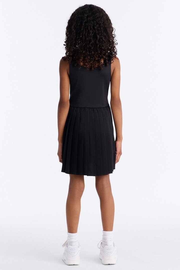 Mini Serve It Tennis Pleated Mini Dress - Black