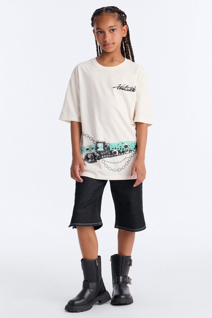 Mini Von Dutch Rebel Spirit Oversize Tshirt - Cream
