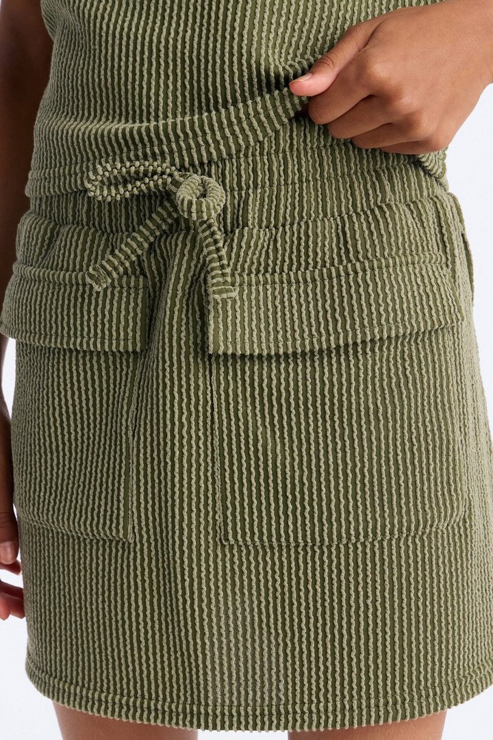 Mini Keep It Up Cargo Skirt Set - Olive