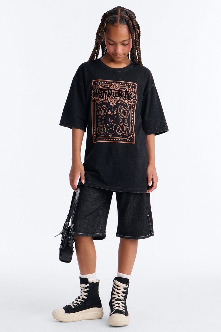 Mini Von Dutch Desert Spirit Oversize Tshirt - Black