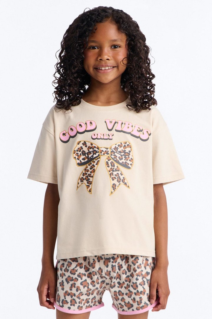 Mini Wild Good Vibes Short Set - Mocha/combo
