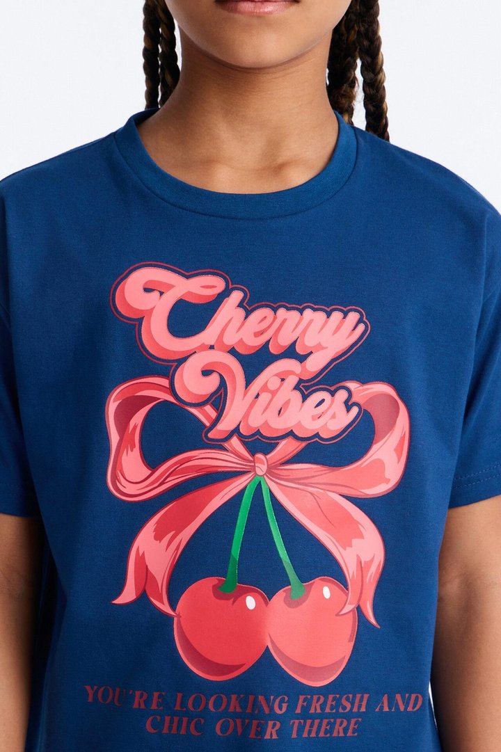 Mini Cherry Vibes Short Set - Navy