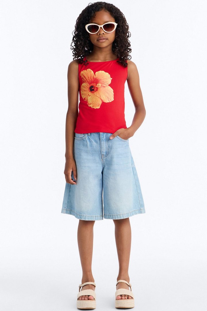 Mini Kailani Floral Tank Top - Red
