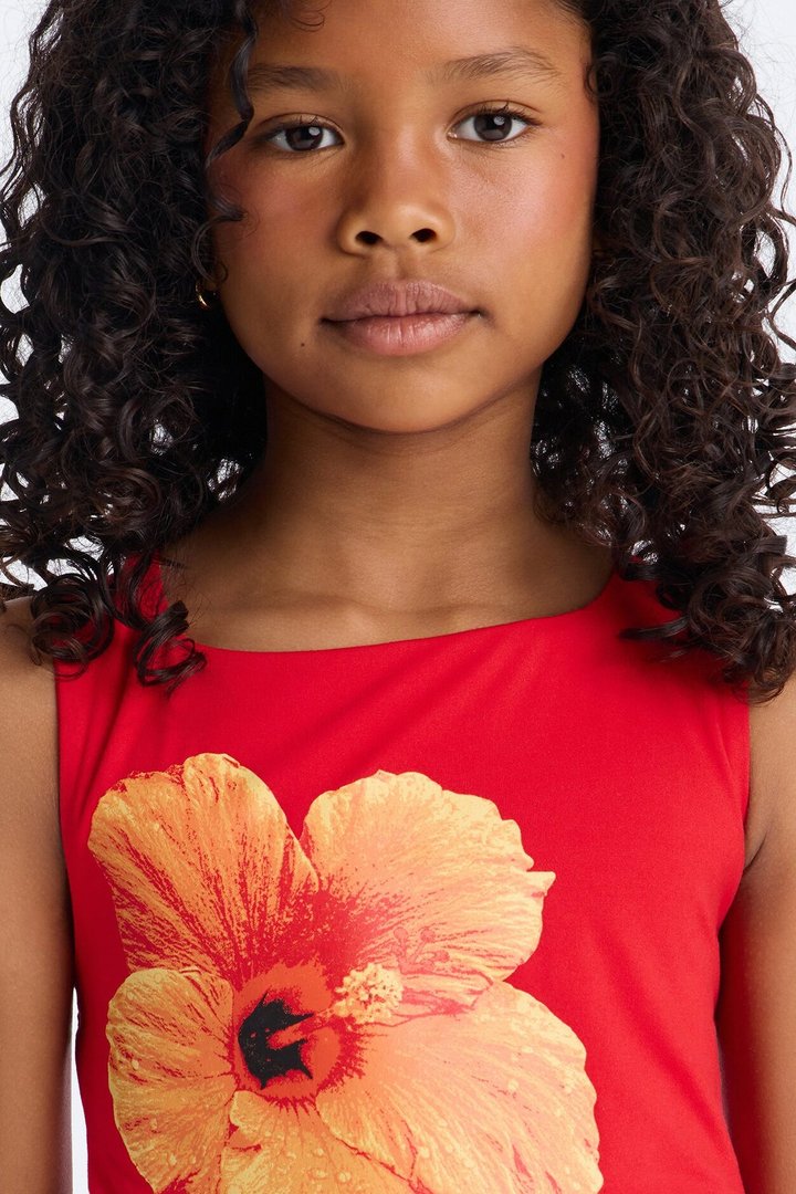 Mini Kailani Floral Tank Top - Red