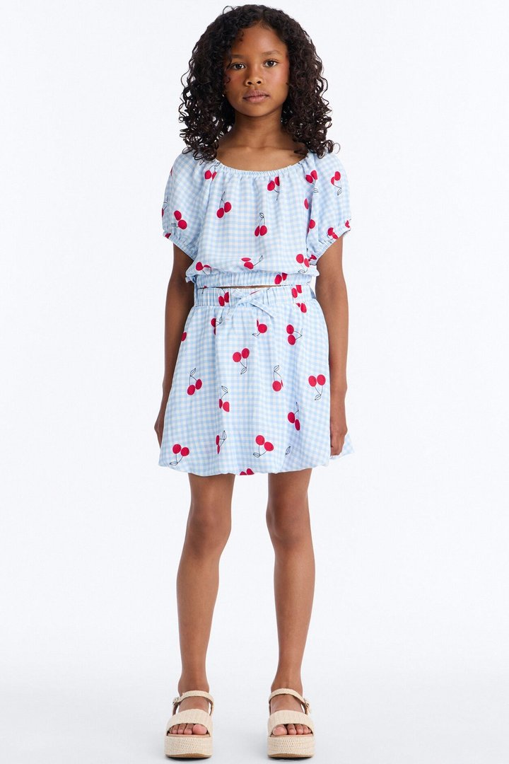 Mini Cherry Nice To Meet You Skirt Set - Blue/combo