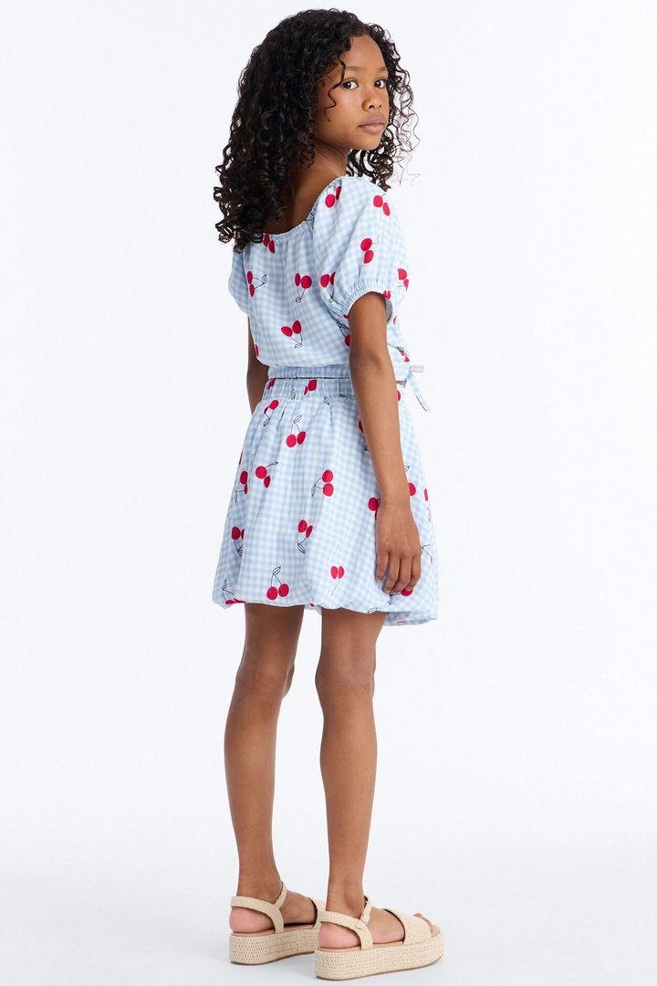 Mini Cherry Nice To Meet You Skirt Set - Blue/combo