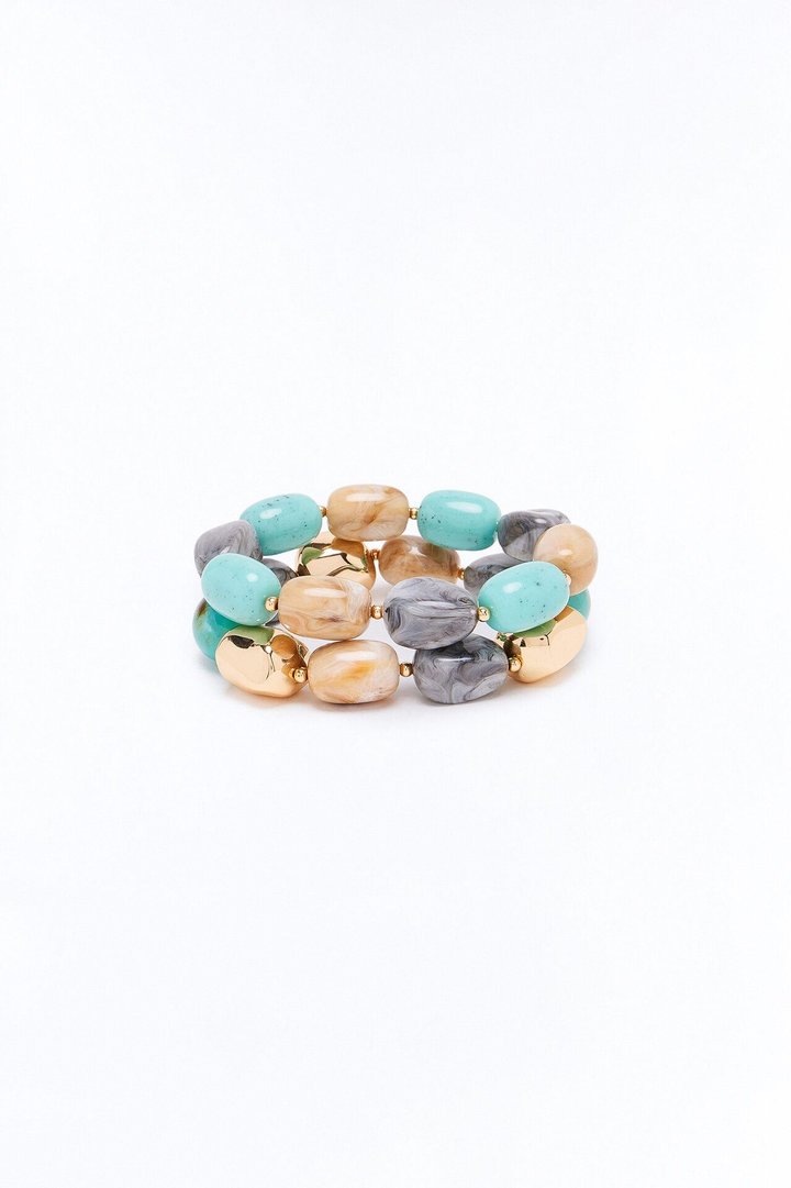 Unwind Tropics 2 Piece Bracelet Set - Gold/Blue