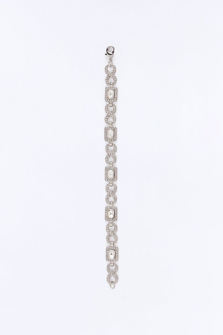 Iced Infinite Cluster Link Bracelet - Silver