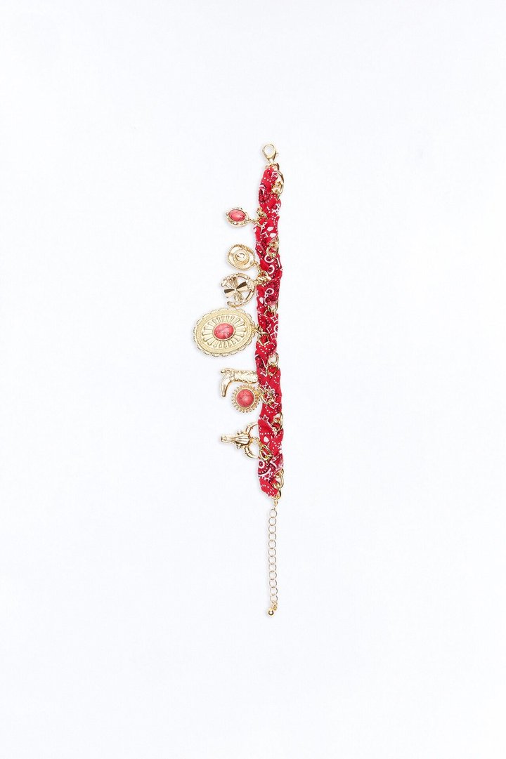 Cowgirl Spirit Charms Bracelet - Gold/Red