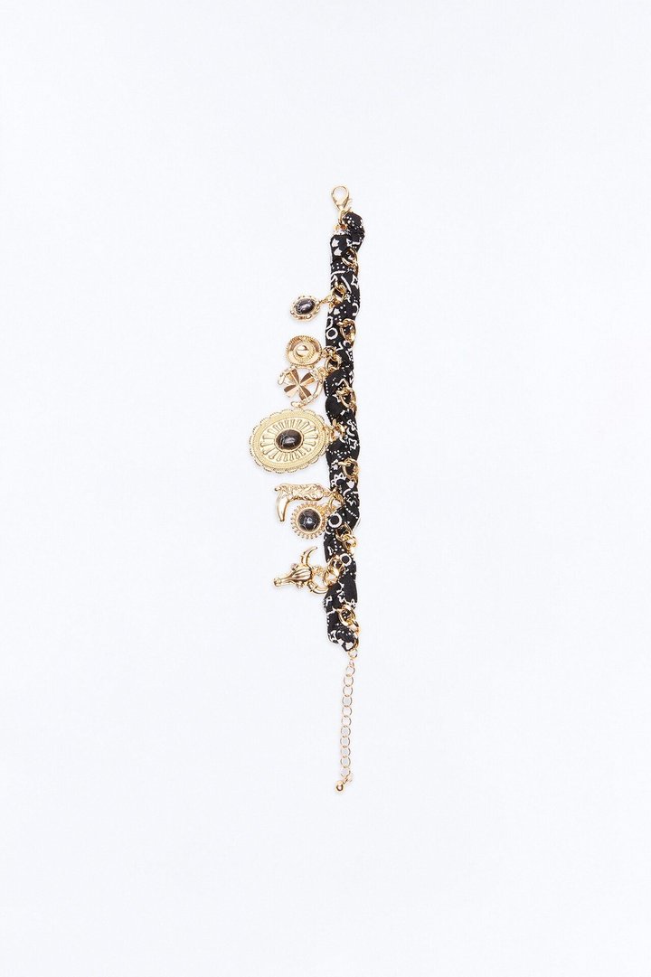 Cowgirl Spirit Charms Bracelet - Gold/Black