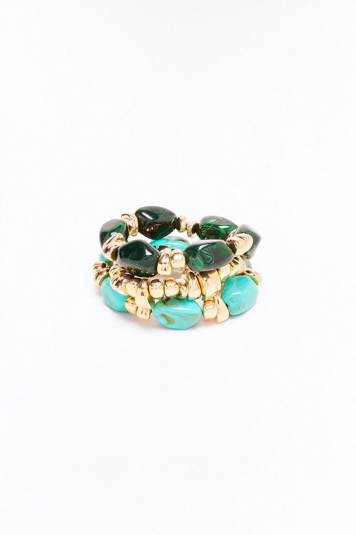 Island Light 3 Piece Bracelet Set - Gold/Blue