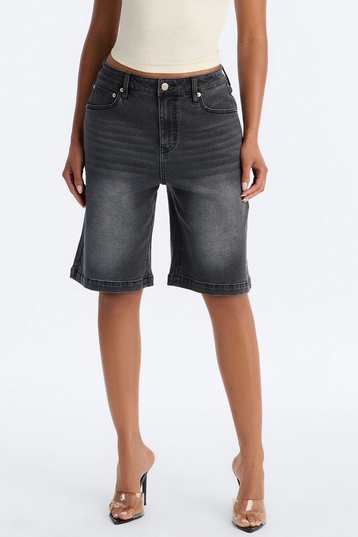 Around The Corner Denim Bermuda Shorts - Black