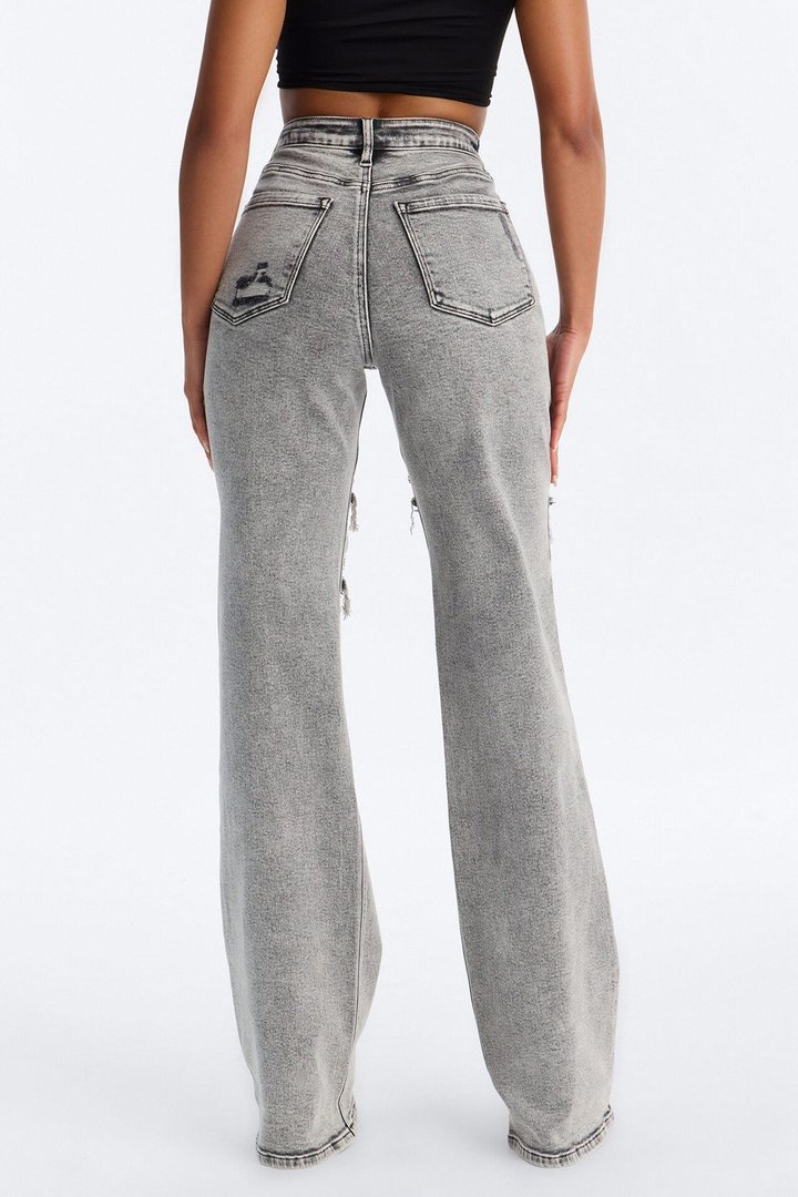 Tall Remi Ripped Stretch Baggy Jeans - Grey