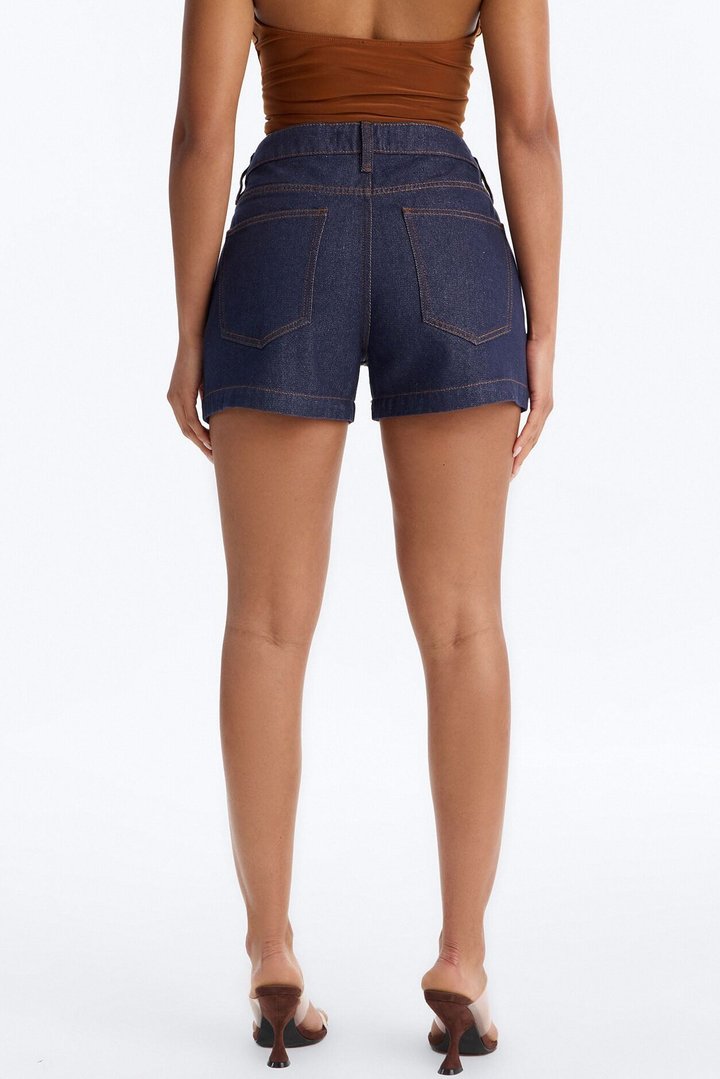 Heatwave Honey High Rise Denim Shorts - Dark Denim