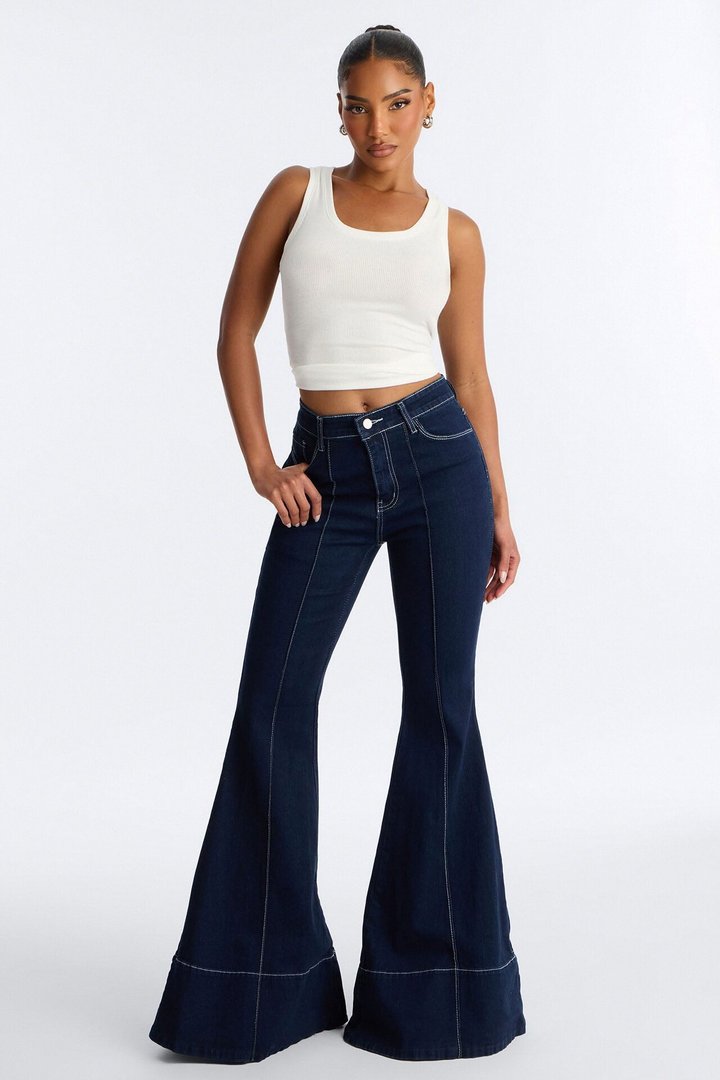 Dance Queen Stretch Flare Jeans - Dark Wash