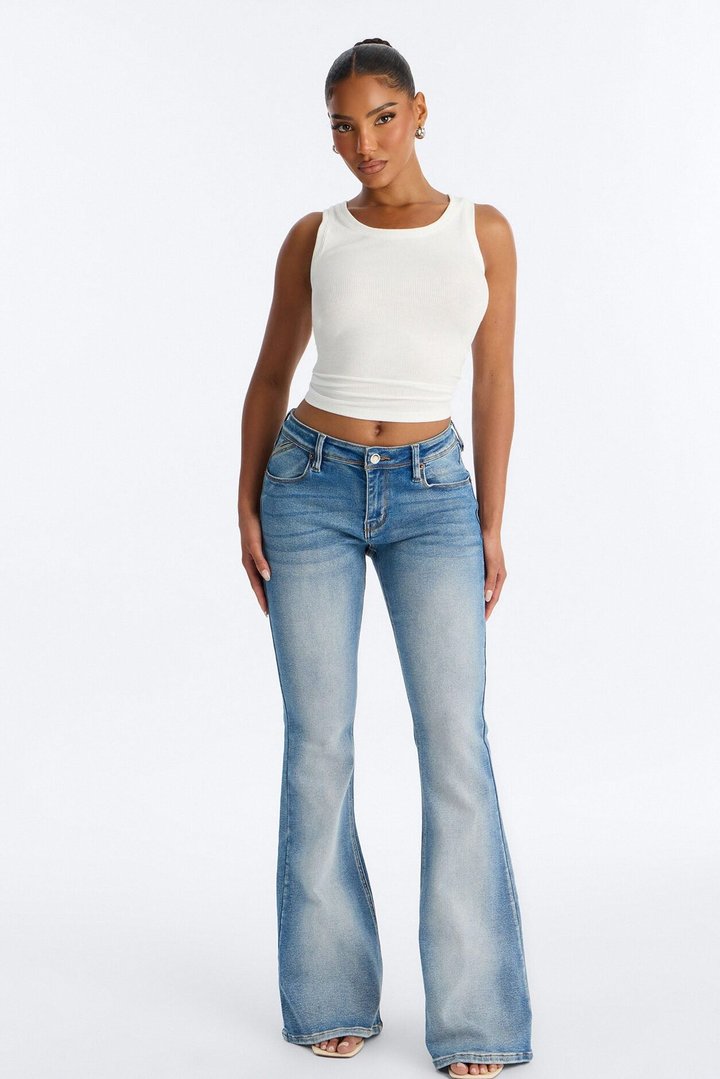 As I Do Low Rise Stretch Flare Jeans - Medium Wash