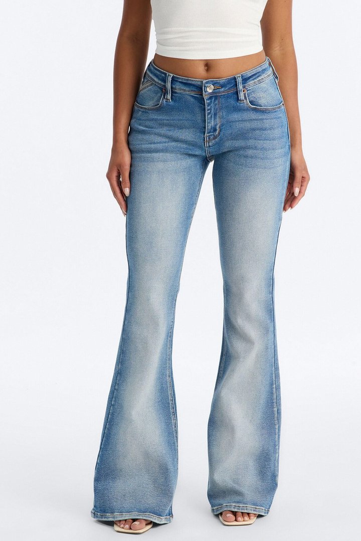 As I Do Low Rise Stretch Flare Jeans - Medium Wash