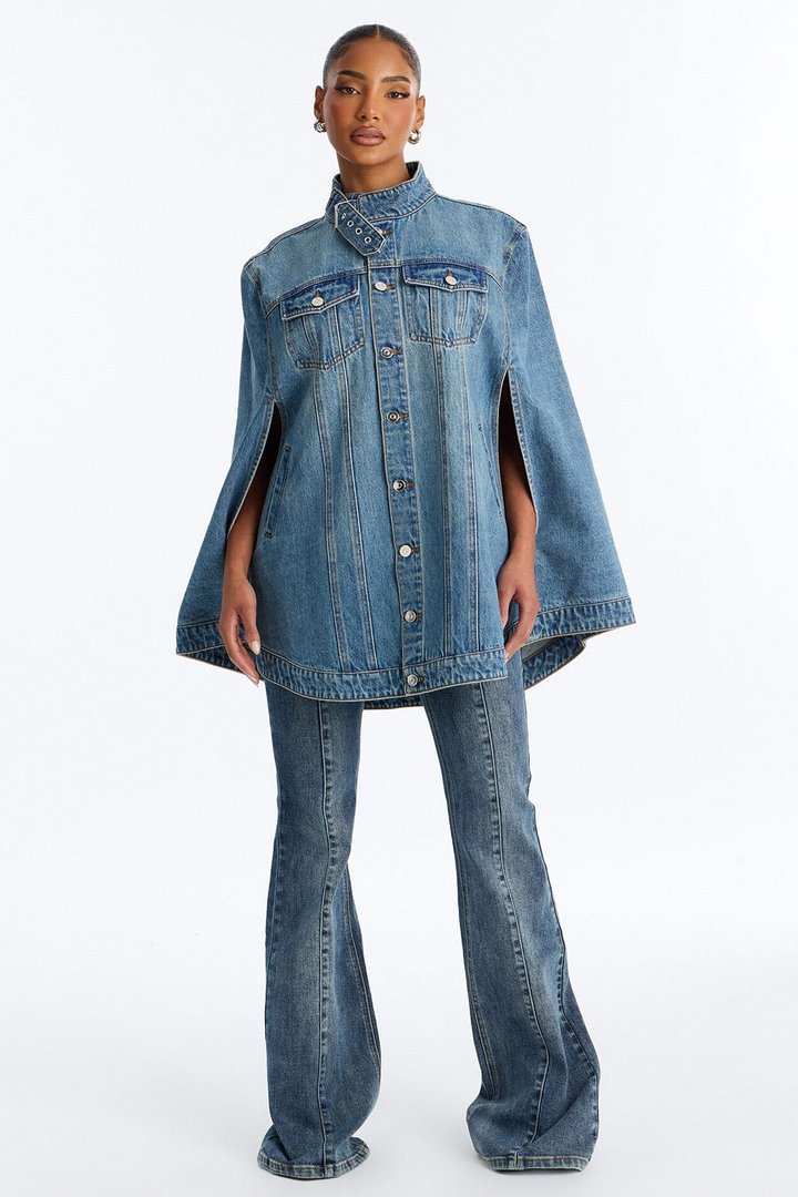 All Show Poncho Denim Jacket - Vintage Wash