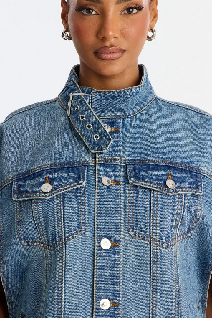 All Show Poncho Denim Jacket - Vintage Wash