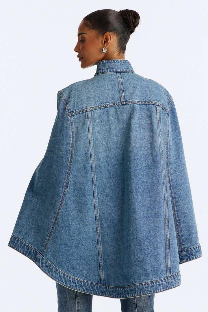 All Show Poncho Denim Jacket - Vintage Wash