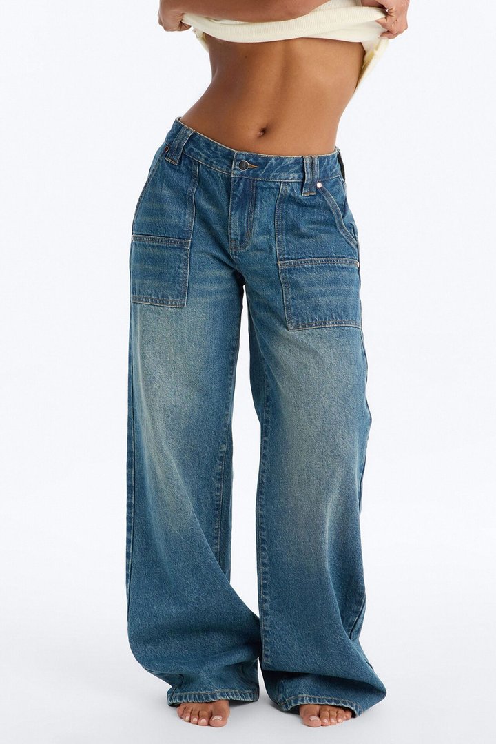 Missed Connection Low Rise Jeans - Vintage Wash
