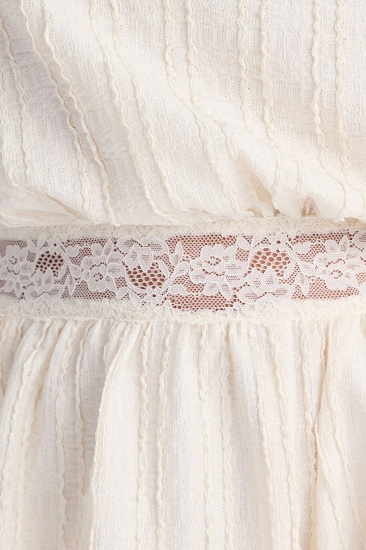 Lana Lace Trim Bubble Romper - Cream