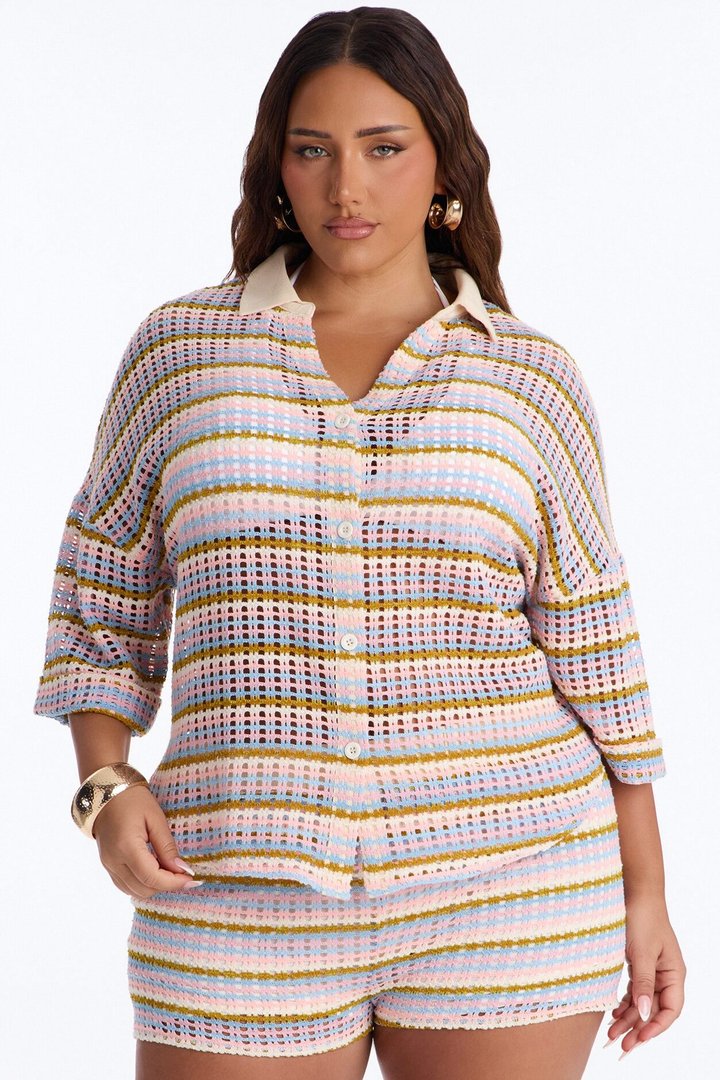 Coastal Charm Crotchet Short Set - Pink/combo