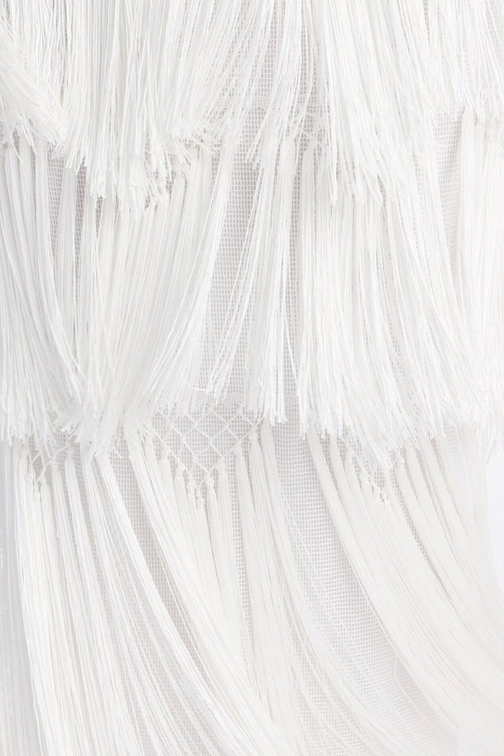 Elsa Fringe Lace Maxi Dress - White