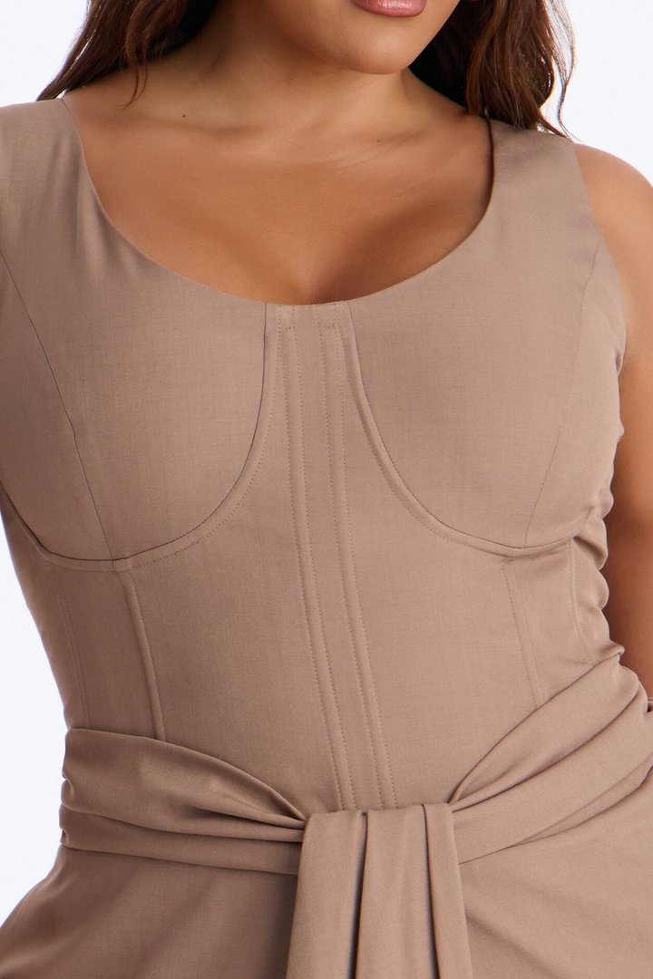 Jessa Twist Front Wide Leg Jumpsuit - Taupe