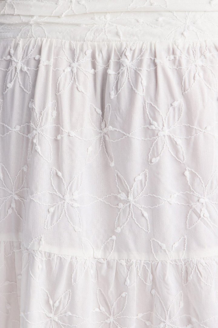 Maisie Floral Embroidered Maxi Skirt - White