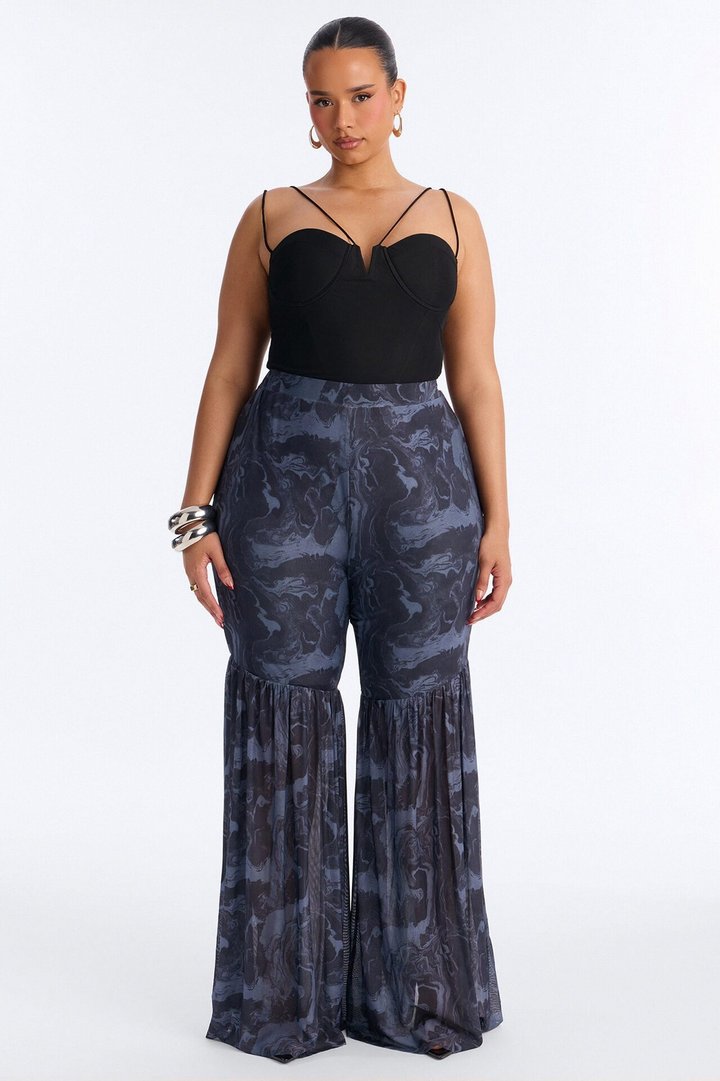 Haven High Rise Mesh Flare Pant - Black/combo