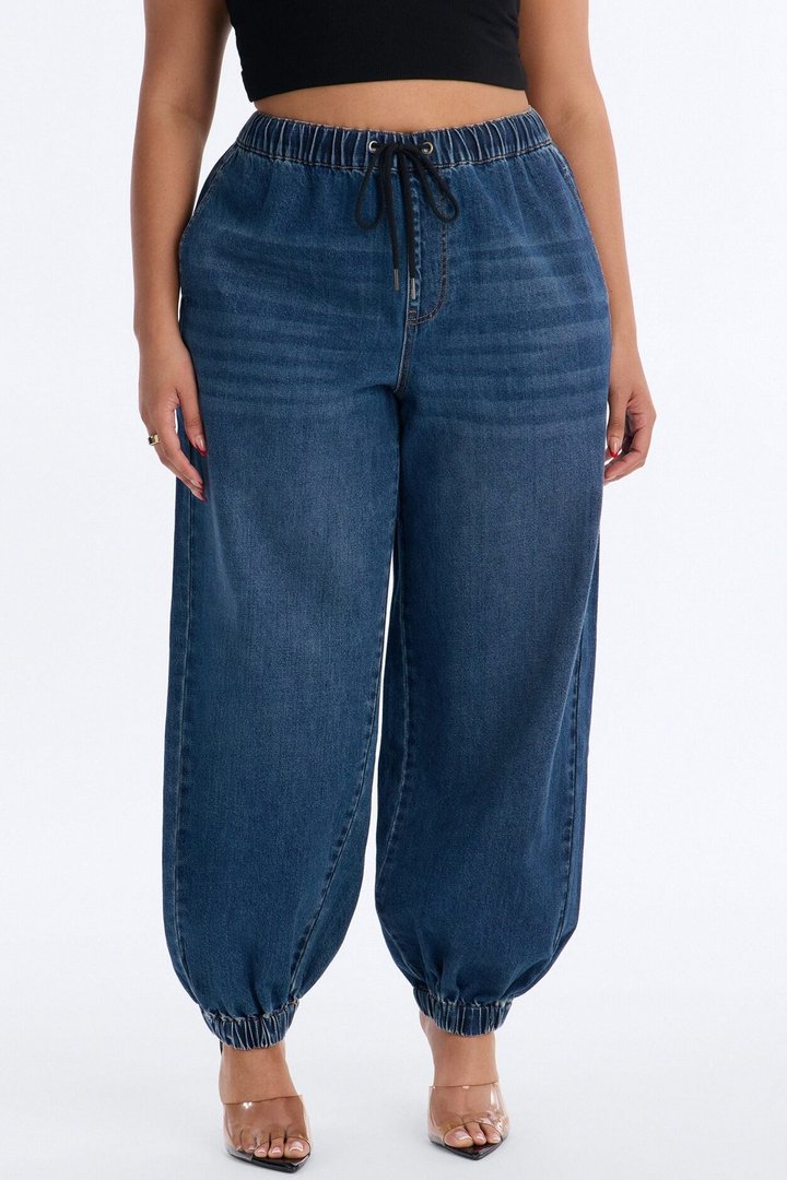 Travel Ready Pull On Jogger Jeans - Dark Wash