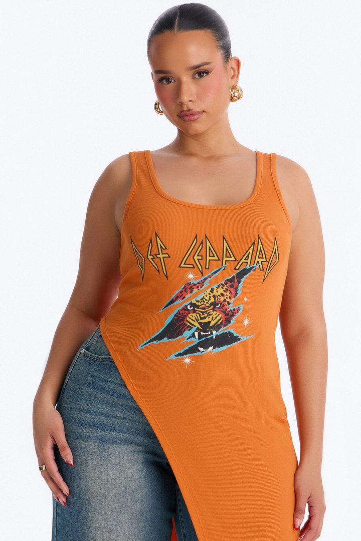 Def Leppard Long Asymmetrical Tank - Orange