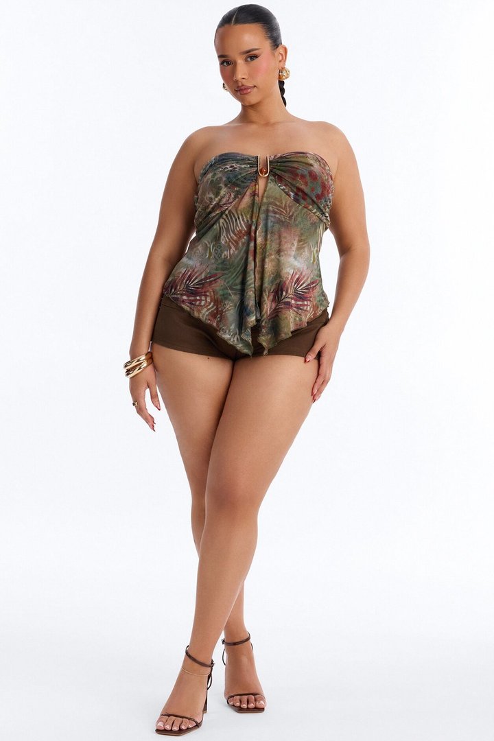 Costa Rica Queen Mesh Flyaway Tube Top - Green/combo