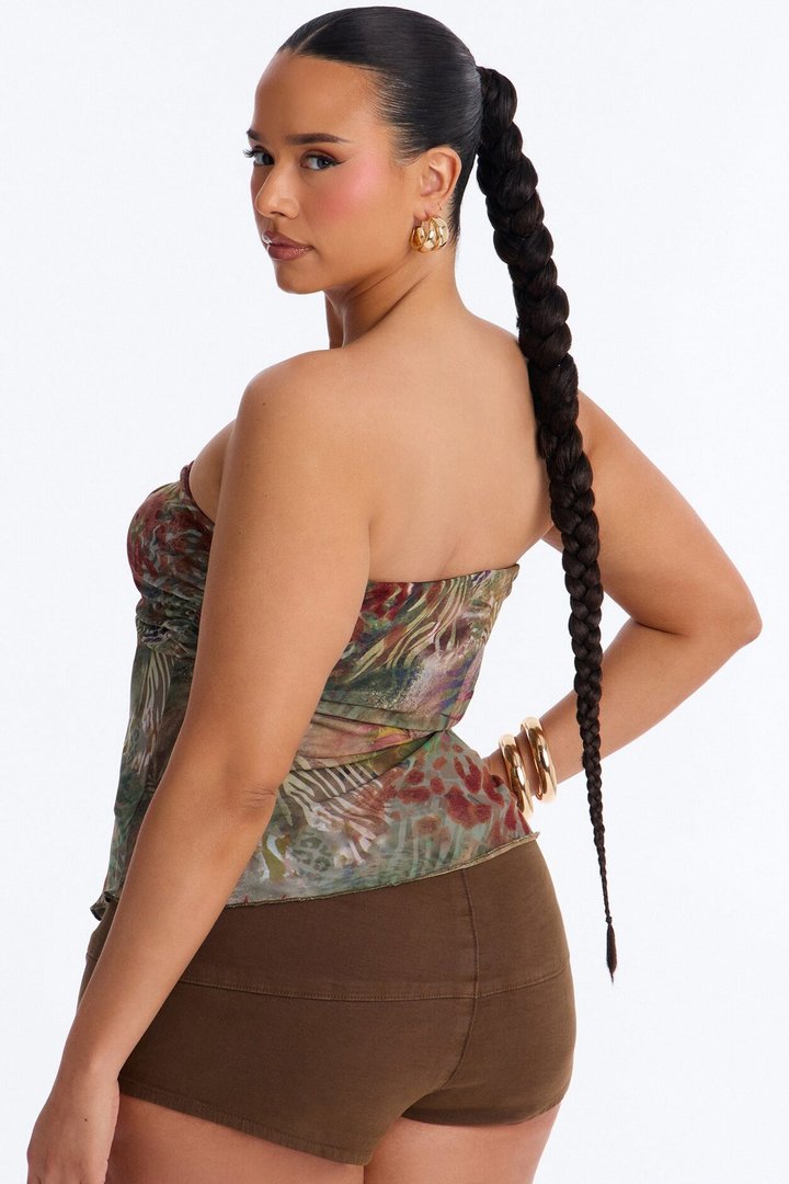 Costa Rica Queen Mesh Flyaway Tube Top - Green/combo
