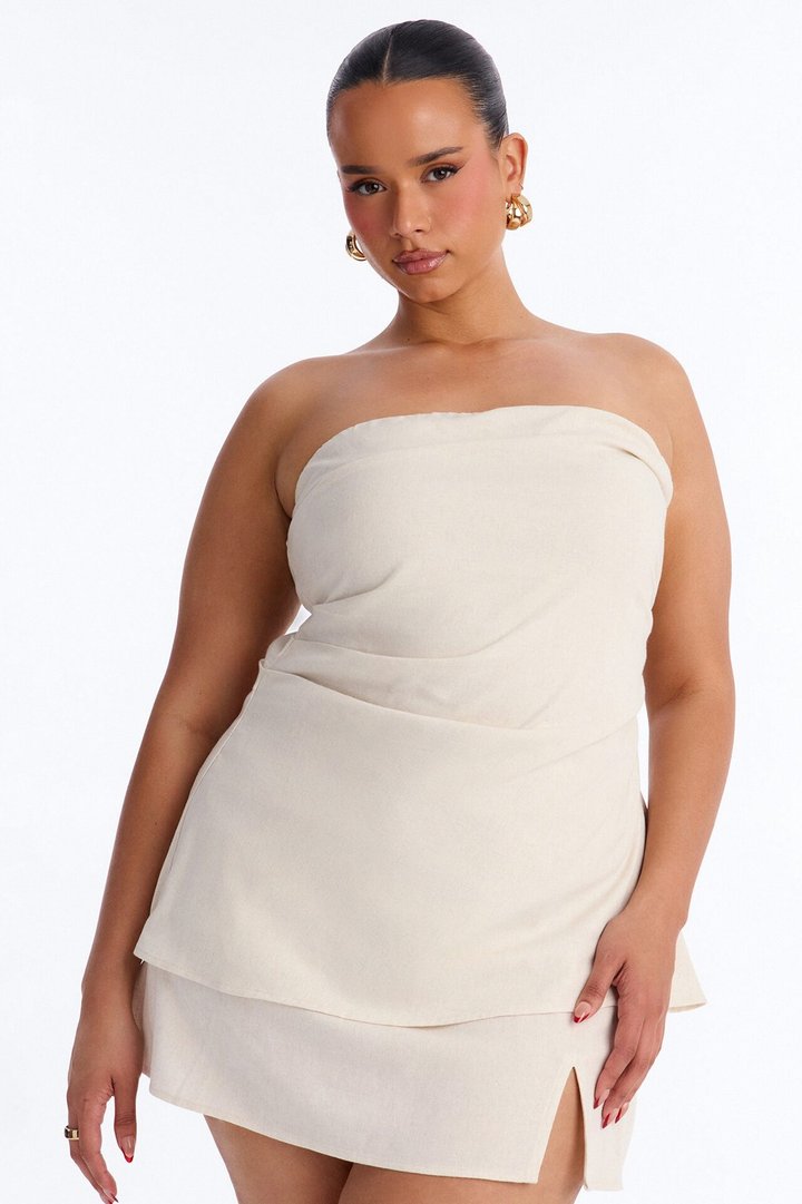 Mia Chic Linen Skirt Set - Oatmeal