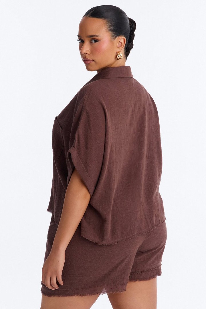 Easy Breezy Linen Short Set - Brown