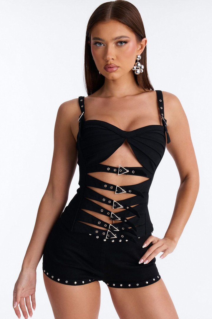 Run the Night Belted Top - Black