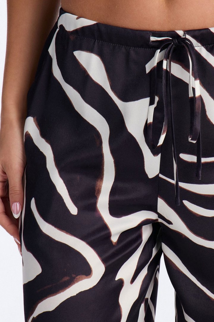 Safari Sunsets Satin Zebra Trouser - Brown Combo