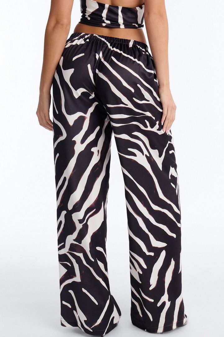 Safari Sunsets Satin Zebra Trouser - Brown Combo